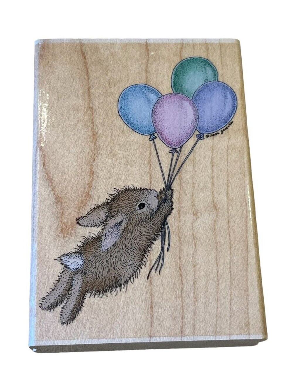 Rare Large House Mouse Stampabilities Rubber Stamp Balloon Journey Bunny Rabbit